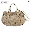 セリーヌ CELINE マカダム柄 ピロー スモール 2way ハンド ショルダー バッグ キャンバス クロコ型押し レザー ベージュ ホワイト 162712 Pillow Small Bag 【中古】(4)