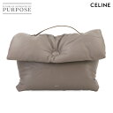 【未使用 展示品】 セリーヌ CELINE ピロー ハンド バッグ レザー グレー シルバー 金具 Pillow Hand Bag 【中古】(4)