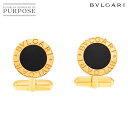 【新品同様】 ブルガリ BVLGAI ダブルロゴ オニキス カフス K18 YG イエローゴールド 750 Cufflinks【中古】
