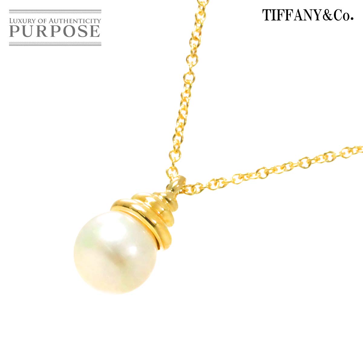 【新品同様】 ティファニー TIFFANY&Co. アコヤ真珠 7.4mm ネックレス 40cm K18 YG イエローゴールド 750 パール Necklace【中古】