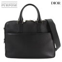 【新品同様】 ディオール オム DIOR HOMME 2way ブリーフケース ビジネス ショルダー バッグ レザー ブラック シルバー 金具 Briefcas...