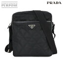 【新品同様】 プラダ PRADA キルティング ショルダー バッグ ナイロン サフィアーノレザー ブラック 2VH002 シルバー 金具 Shoulder Ba...