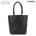シャネル CHANEL カンボンライン ミディアム トート バッグ レザー ブラック A25167 シルバー 金具 Cambon Line Bag 【中古】