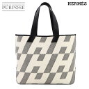 【新品同様】 エルメス HERMES Hアンビエ 40 GM トート バッグ Hトワルキャンバス スイフト ブラック エクリュ Z刻印 H en Biais 【中古】