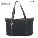 グッチ GUCCI GGキャンバス トート バッグ レザー ブラック 141470 ゴールド 金具 Tote Bag 【中古】