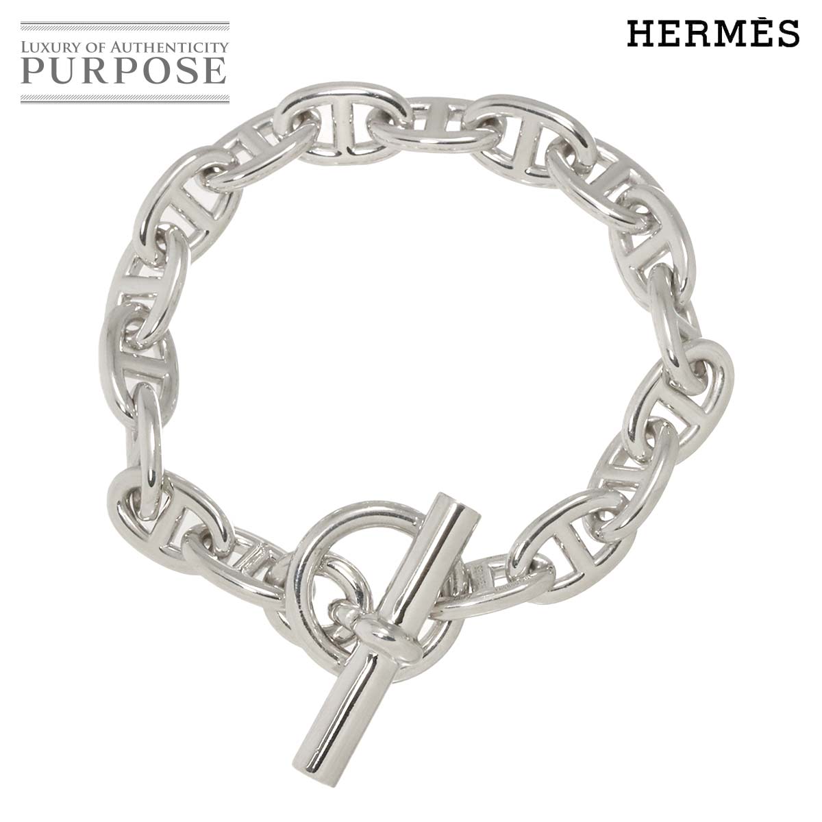 【新品同様】 エルメス HERMES シェーヌダンクル MM ブレスレット 17コマ 18.5cm シルバー SV 925 Chaine dancre Bracelet【中古】