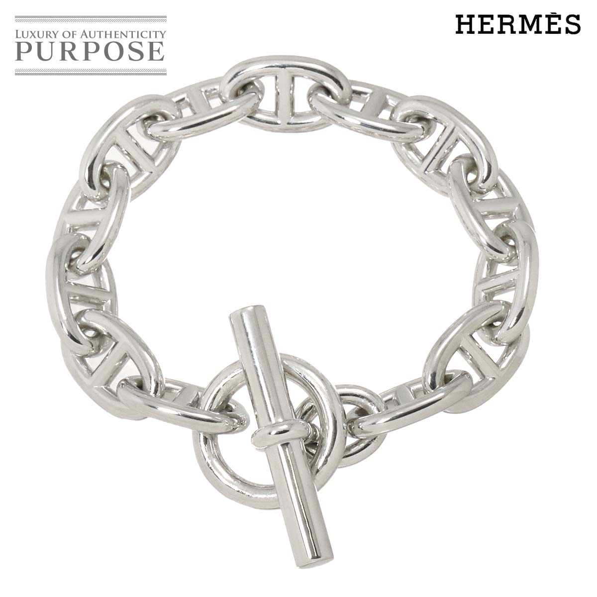 【新品同様】 エルメス HERMES シェーヌダンクル TGM ブレスレット 13コマ 19cm シルバー SV 925 Chaine dancre Bracelet【中古】