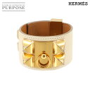 【未使用 展示品】 エルメス HERMES コリエドシアン バングル スイフト ホワイト系 X刻印 ゴールド 金具 Collier De Chien Bangle 【中古】