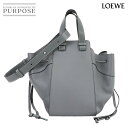 【新品同様】 ロエベ LOEWE ハンモック ドローストリング ミディアム 2way ハンド ショルダー バッグ レザー グレー 314.12.V06 Hammock Drawstring Medium 【中古】