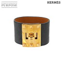 エルメス HERMES ケリードッグ バングル ブレスレット エプソン ブラック ゴールド 金具 T刻印 アクセサリー Kelly Dog 【中古】