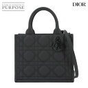 【新品同様】 クリスチャン ディオール Christian Dior カナージュ ブック トート スモール 2way ショルダー バッグ レザー ブラック ウルトラマット M1325SLOI Book Tote Bag 【中古】