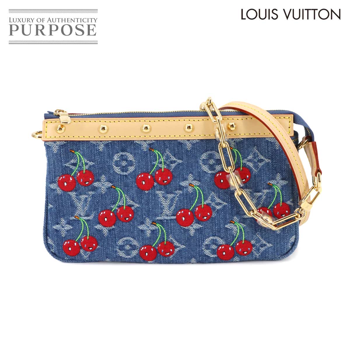 Rakuten - 【新品 未使用】 ルイ ヴィトン LOUIS VUITTON LV x TM ポシェット アクセソワール ハンド ショルダー バッグ モノグラム チェリー デニム M13994 Pochette Accessoires 【中古】
