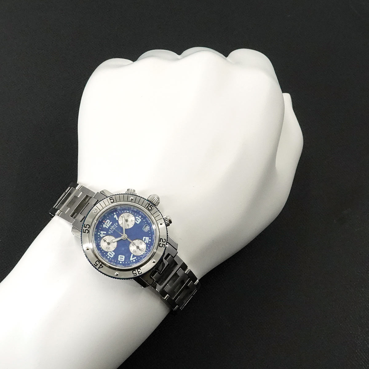 エルメス HERMES クリッパー ダイバー クロノグラフ CL2 317 ボーイズ 腕時計 デイト ブルー クォーツ ウォッチ Clipper 【中古】