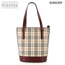 【未使用 展示品】 バーバリー BURBERRY ノバチェック トート バッグ キャンバス レザー ベージュ ボルドー ゴールド 金具 Tote Bag 【中古】