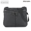 【美品】 プラダ PRADA ショルダー バッグ ナイロン サフィアーノレザー ブラック シルバー 金具 Shoulder Bag 【中古】
