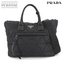 【新品同様】 プラダ PRADA 2way トート ショルダー バッグ キルティング ナイロン レザー ネロ 1BG160 ブラック Tote Shoulder Bag 【中古】