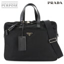 【美品】 プラダ PRADA ブリーフケース 2way ビジネス ショルダー バッグ ナイロン サフィアーノレザー ブラック V407S Briefcase 【中古】