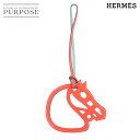 【未使用 展示品】 エルメス HERMES プティアッシュ パドック シュヴァル バッグ チャーム スイフト オレンジポピー ブルーサンシール Bag Charm 【中古】