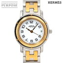 エルメス HERMES クリッパー コンビ CL3 240 ヴィンテージ レディース 腕時計 デイト ホワイト クォーツ ウォッチ Clipper 【中古】