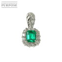 【新品仕上げ】 エメラルド 0.16ct ダイヤ 0.31ct Pt プラチナ ペンダント トップ Emerald Pendant【中古】