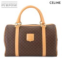【美品】 セリーヌ CELINE マカダム ボストン ハンド バッグ PVC レザー ブラウン ゴールド 金具 ヴィンテージ Macadam Boston Ba...
