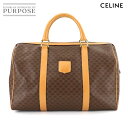 セリーヌ CELINE マカダム ボストン ハンド バッグ PVC レザー ブラウン ゴールド 金具 ヴィンテージ Macadam Boston Bag 【中古...