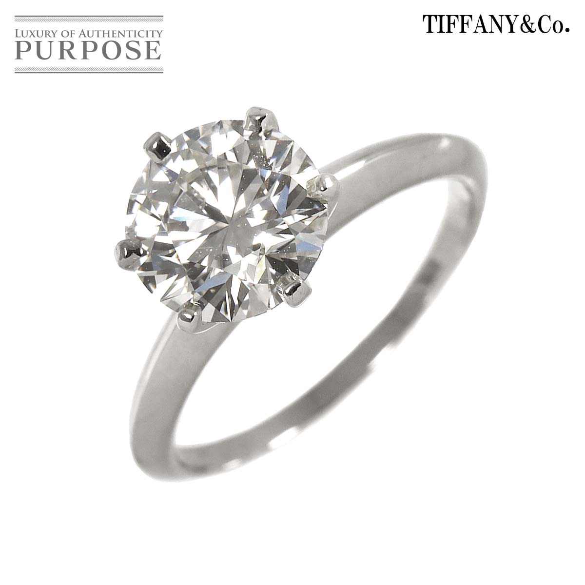 【新品同様】 ティファニー TIFFANY&CO. ソリティア ダイヤ 2.26ct F/VVS2/EX 12号 リング Pt プラチナ 指輪 Diamond ...