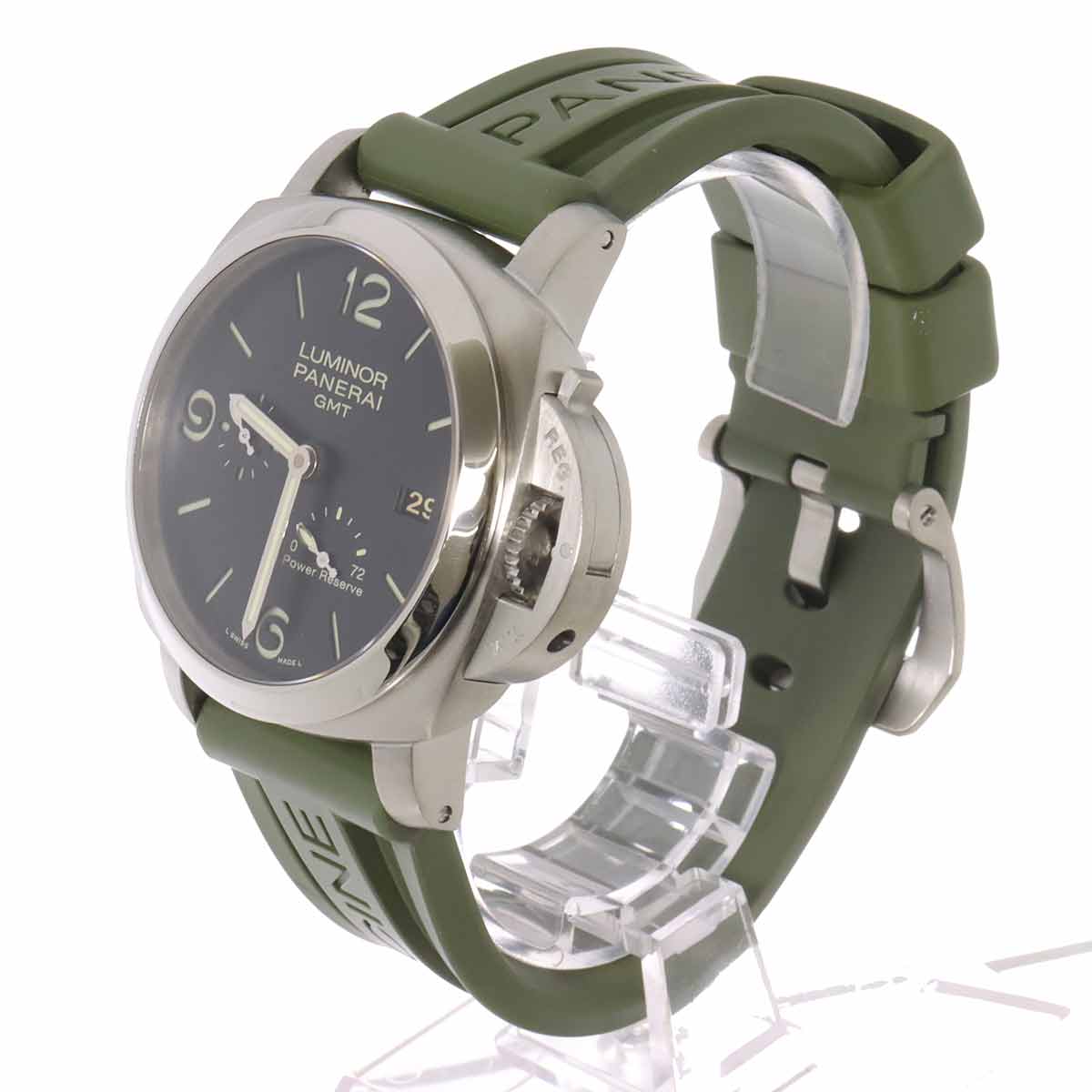 【新品仕上げ 済み】 パネライ PANERAI ルミノール 1950 3デイズ GMT PAM00321 メンズ 腕時計 デイト ブラック パワーリザーブ オートマ 自動巻き ウォッチ Luminor 【中古】