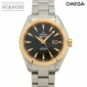 オメガ OMEGA シーマスター アクアテラ コーアクシャル コンビ 231 20 34 20 01 003 ボーイズ 腕時計 デイト ブラック PG ピンクゴールド オートマ 自動巻き ウォッチ Seamaster 【中古】