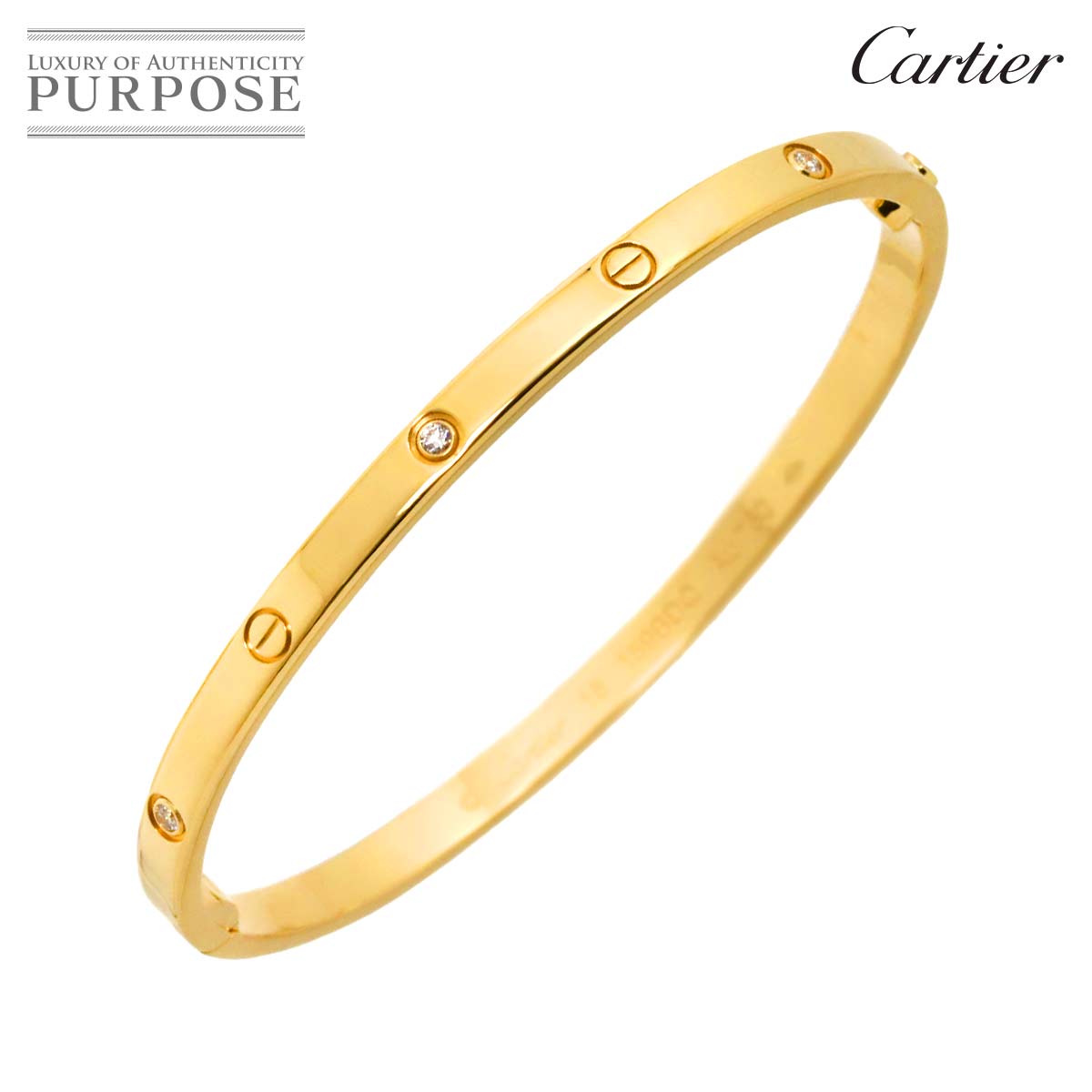【新品同様】 カルティエ Cartier ラブ ブレス スモール SM #16 ハーフ ダイヤ 6P K18 YG 750 ブレスレット バングル Bracelet【証明書付き】【中古】のサムネイル