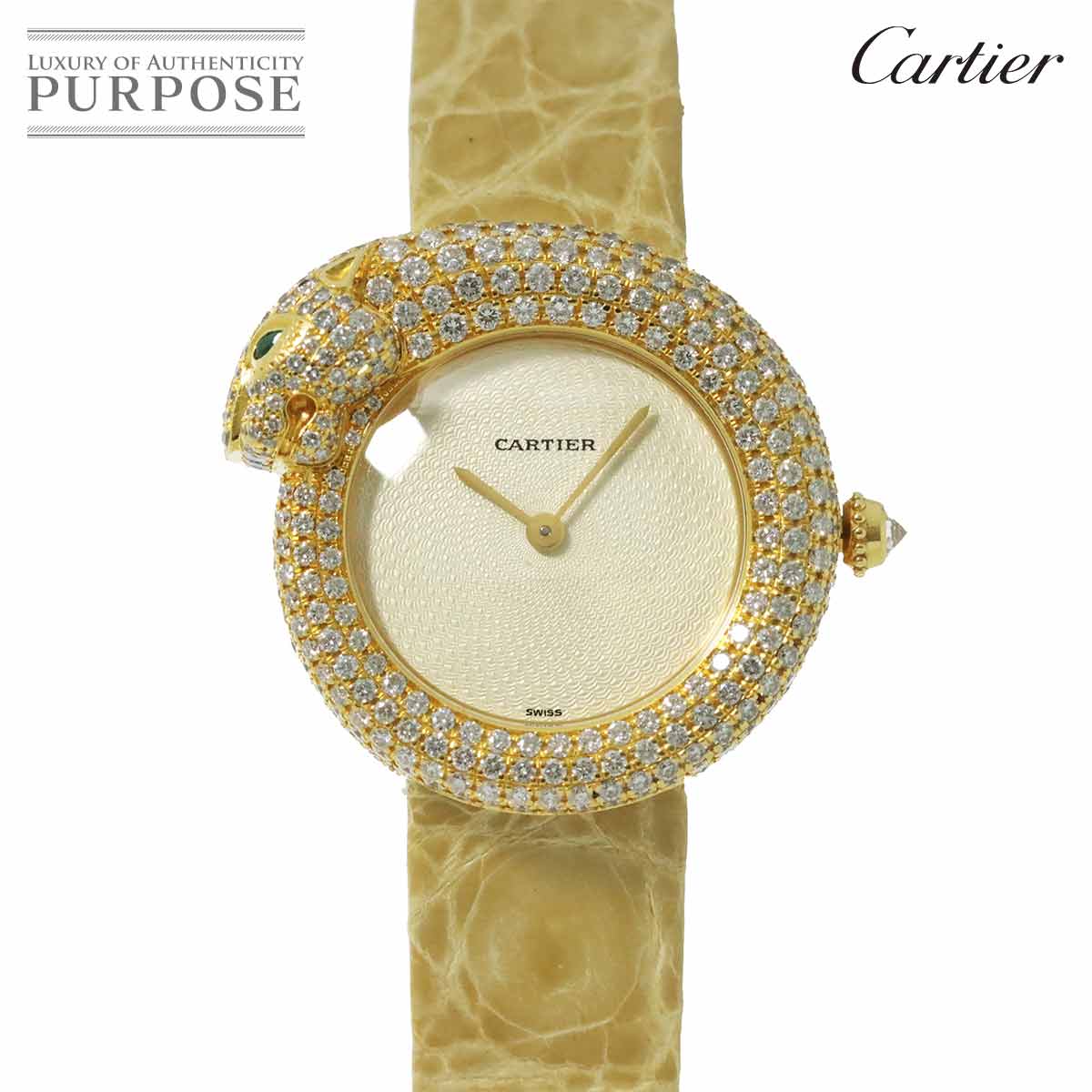 カルティエ Cartier パンテール1925 パンサー WF317551 レディース 腕時計 純正ダイヤベゼル アイボリー K18YG イエローゴールド クォーツ ウォッチ Panthere 【中古】