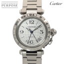 カルティエ Cartier パシャC メリディアン GMT W31078M7 ボーイズ 腕時計 デイト シルバー オートマ 自動巻き ウォッチ PashaC 【中古】