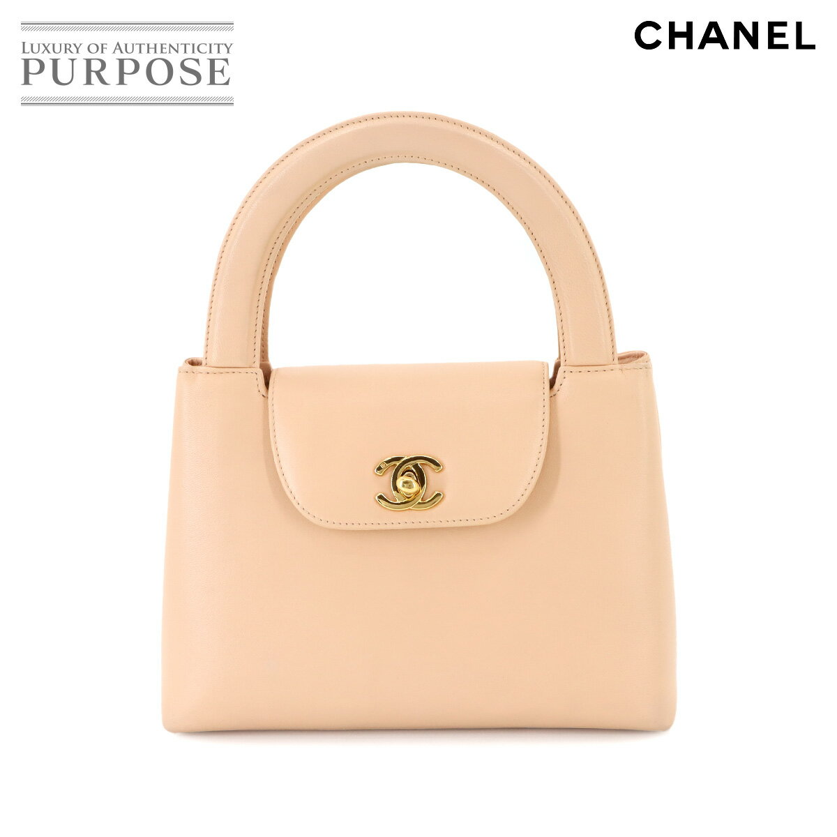 【美品】 シャネル CHANEL ココマーク ハンド バッグ ラムスキン ベージュ ゴールド 金具 ヴィンテージ Hand Bag 【中古】(4)