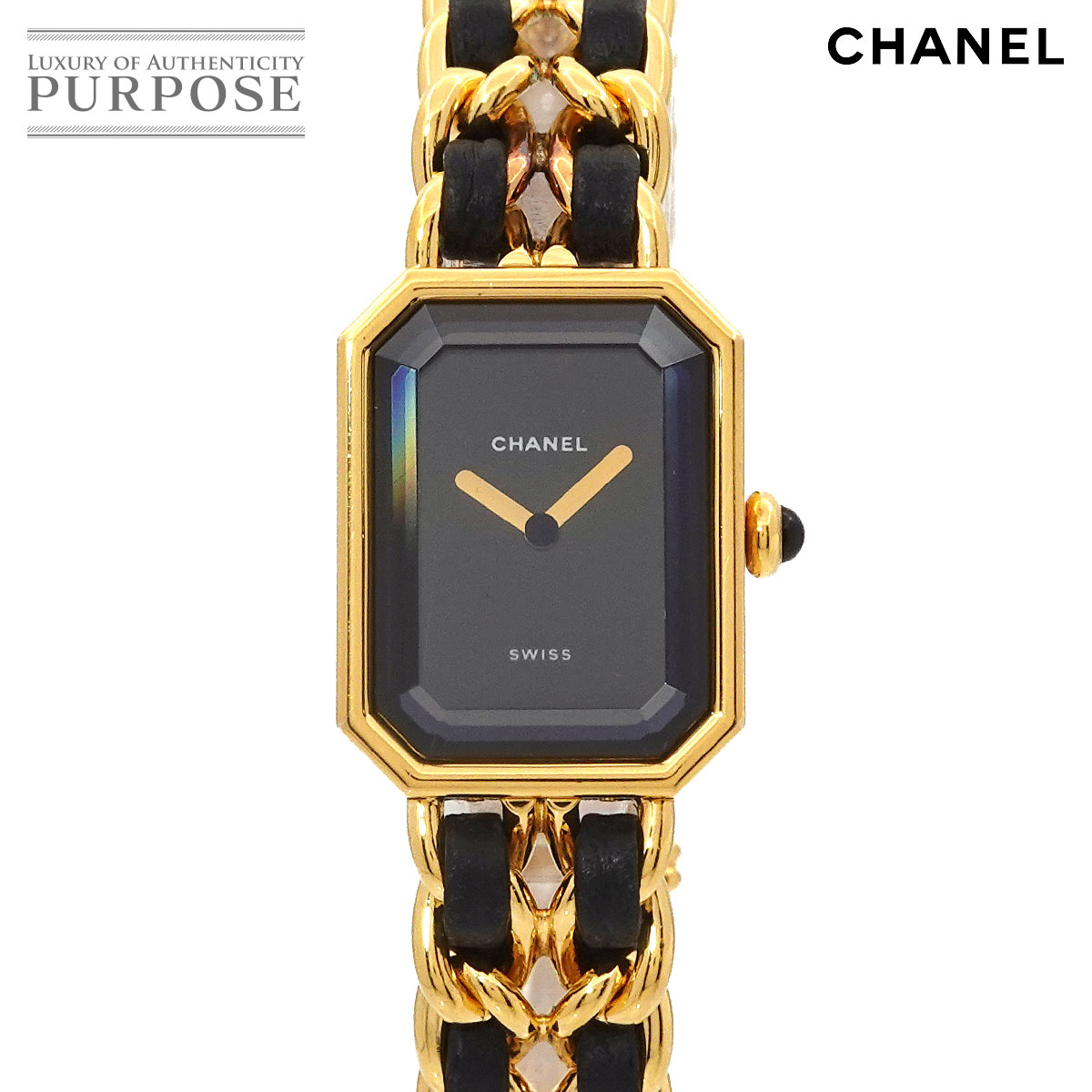 シャネル CHANEL プルミエール Lサイズ H0001 ヴィンテージ レディース 腕時計 ブラック ゴールド クォーツ ウォッチ Premiere 【中古】(2)