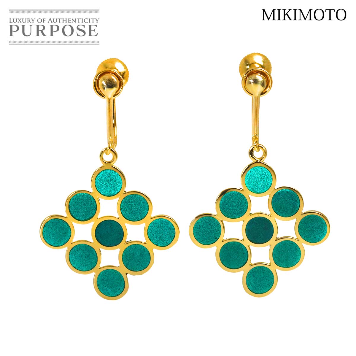 【新品同様】 ミキモト MIKIMOTO エナメル イヤリング K18 YG イエローゴールド 750 Earrings【中古】(4)