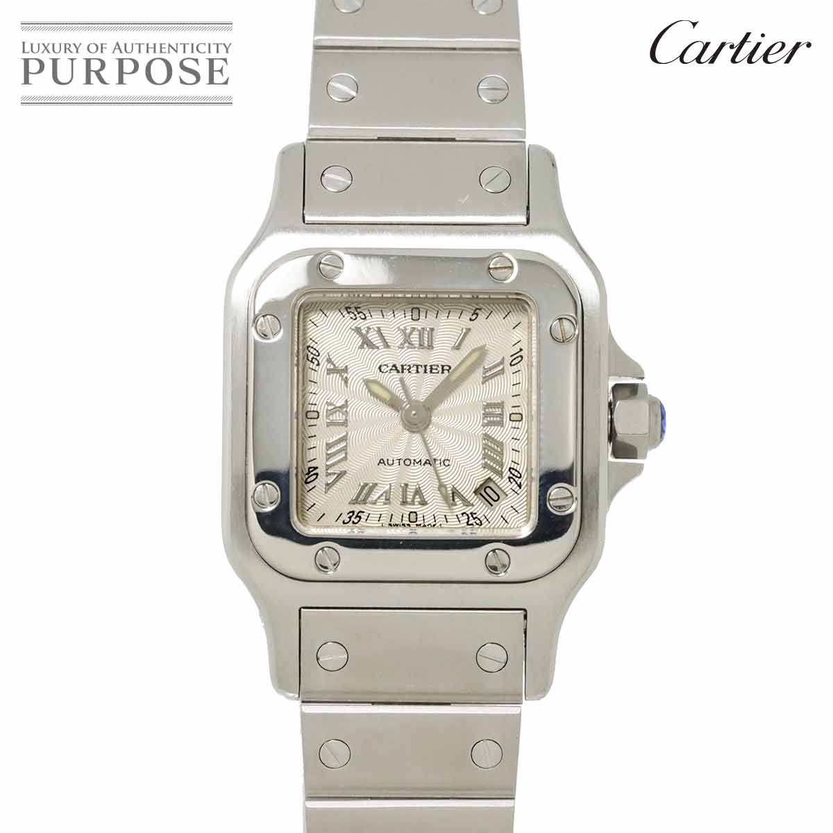 【新品仕上げ 済み】 カルティエ Cartier サントスガルベSM W20044D6 レディース 腕時計 デイト シルバー 自動巻き オートマ ウォッチ Santos 【中古】