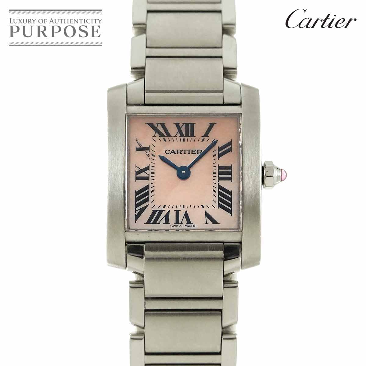 カルティエ Cartier タンクフランセーズSM W51028Q3 レディース 腕時計 ピンクシェル クォーツ ウォッチ Tank Francaise 【中古】