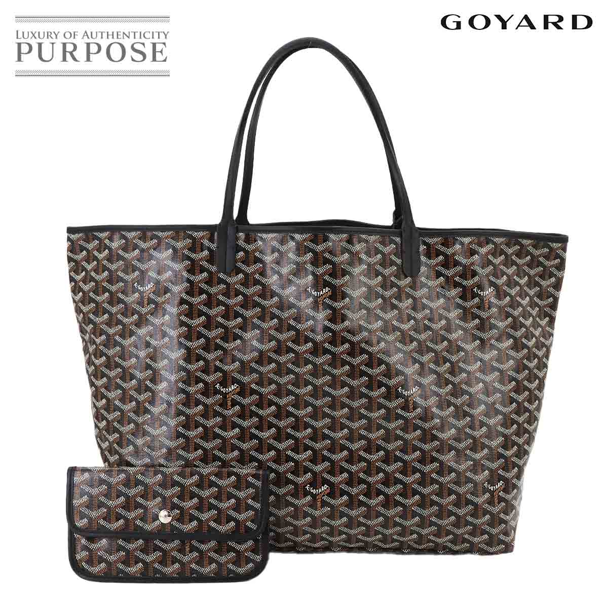 【未使用 展示品】 ゴヤール GOYARD サンルイ GM トート バッグ ヘリンボーン PVC レザー ブラック Saint Louis GM 【中古】