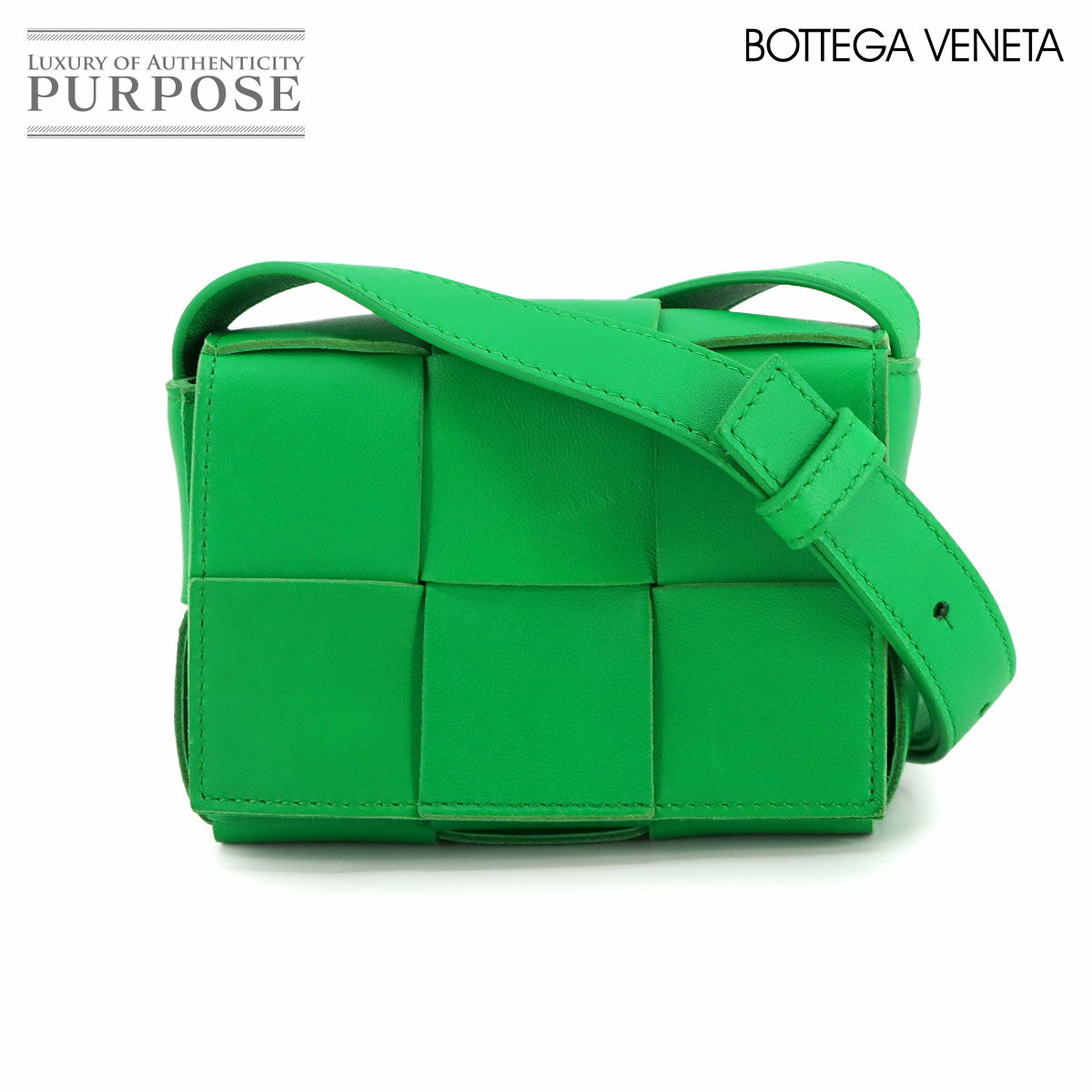 【未使用 展示品】 ボッテガ ヴェネタ BOTTEGA VENETA イントレチャート キャンディ カセット ショルダー バッグ レザー パラキート 666688 Intrecciato Candy Cassette 【中古】