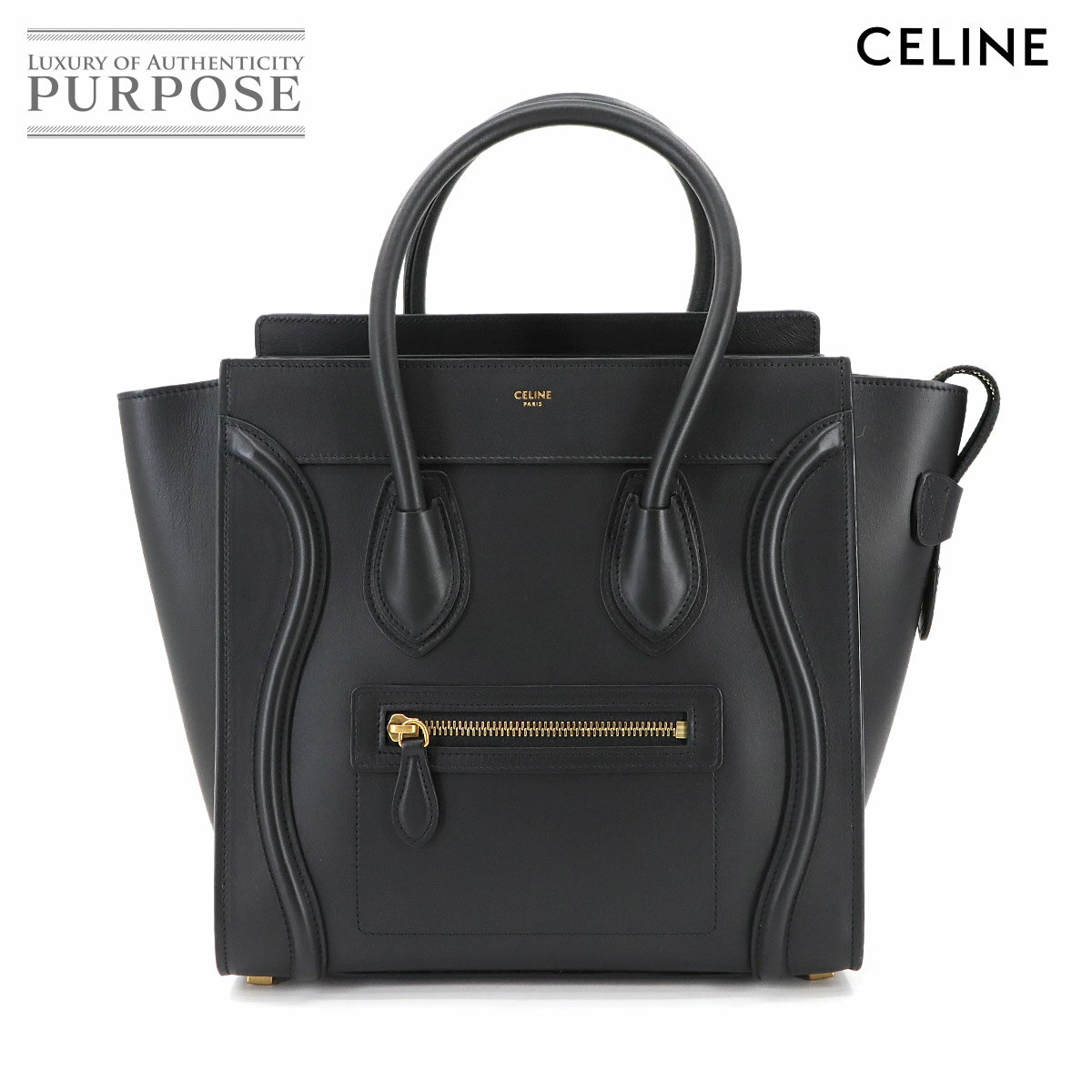 【新品同様】 セリーヌ CELINE ラゲージ マイクロショッパー ハンド バッグ レザー ブラック 189793 Luggage Micro Shopper 【中古】のサムネイル
