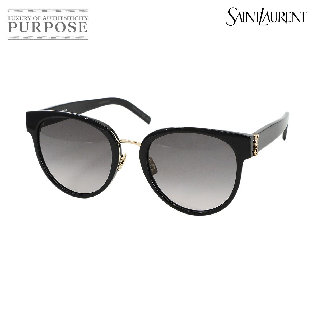 【新品同様】 サンローラン SAINT LAURENT サングラス ボストン グレー ブラック SLM38/K Sunglasses 【中古】