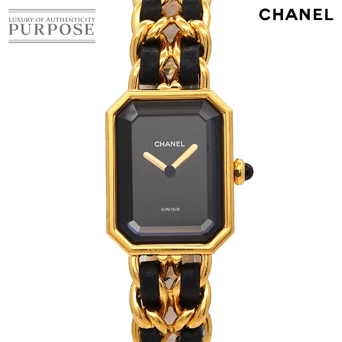 シャネル CHANEL プルミエール Lサイズ H0001 ヴィンテージ レディース 腕時計 ブラック ゴールド クォーツ ウォッチ Premiere 【中古】(2)