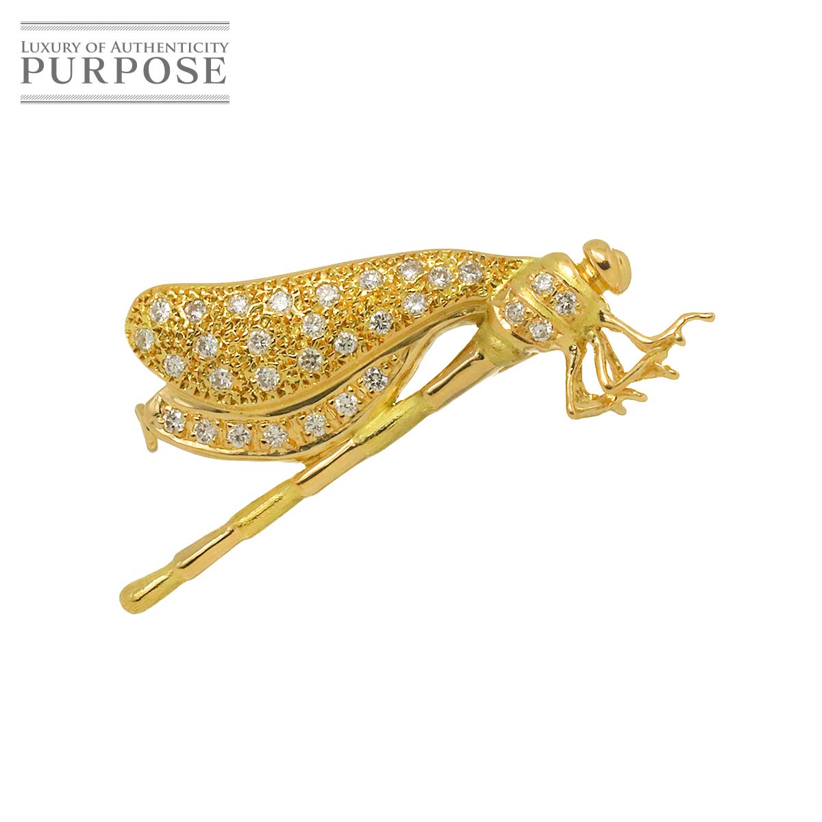 【新品仕上げ】 ダイヤ 0.45ct ブローチ K18 YG イエローゴールド 750 Diamond Brooch 【中古】(4)