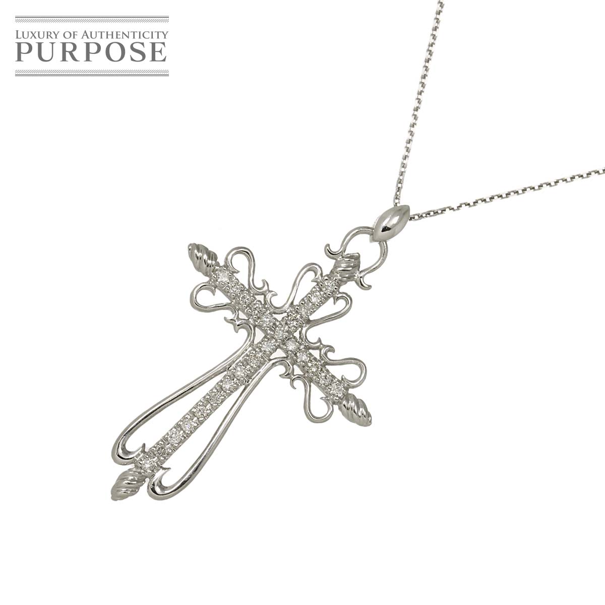 【新品仕上げ】 ダイヤ 0.25ct ネックレス 39.5cm K18 WG ホワイトゴールド 750 Diamond Necklace 【中古】(4)