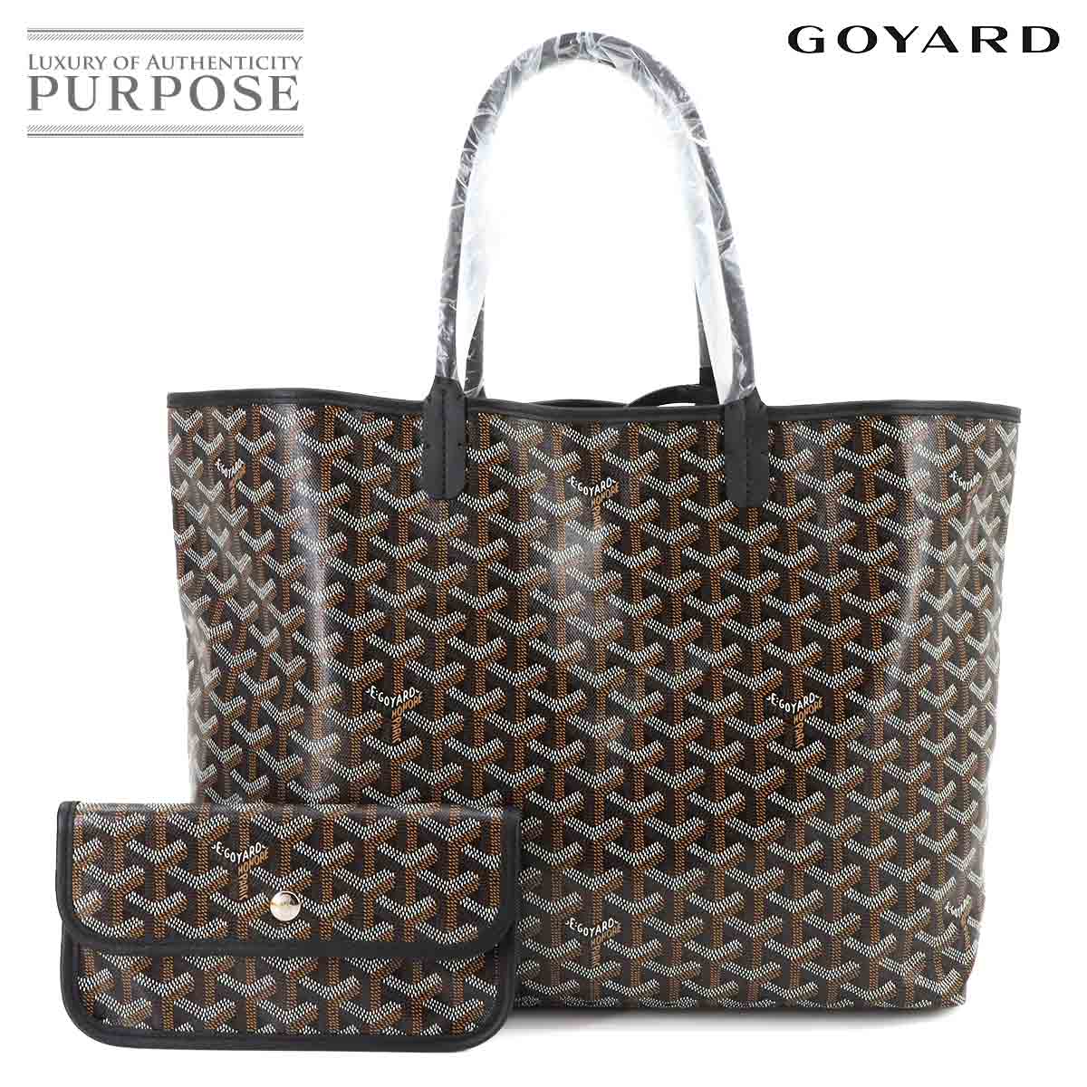 【未使用 展示品】 ゴヤール GOYARD サンルイ PM トート バッグ PVC レザー ヘリンボーン ブラック シルバー 金具 Saint Louis PM 【中古】
