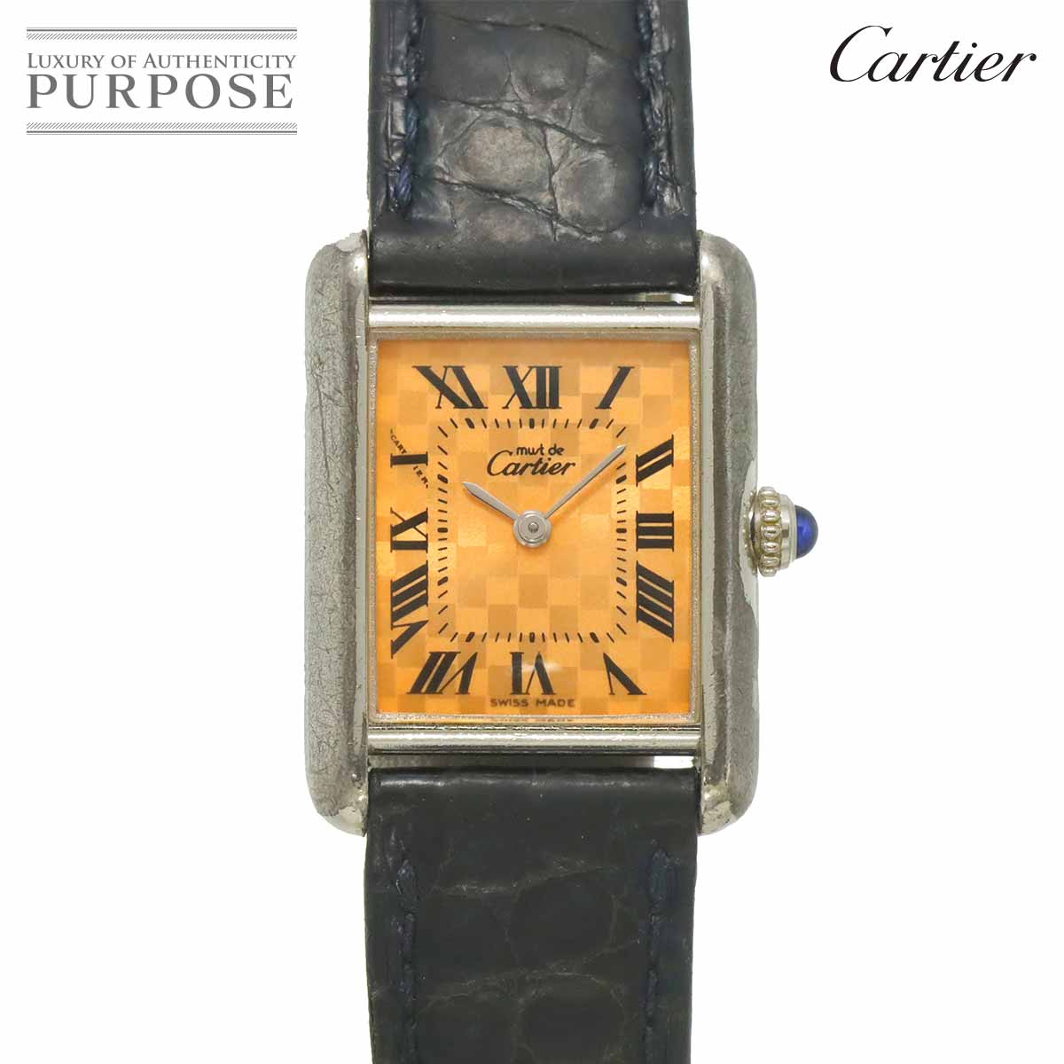 カルティエ Cartier マストタンクSM W1017654 2003年限定 レディース 腕時計 オレンジ SV925 クォーツ ウォッチ Must Tank SM 【中古】
