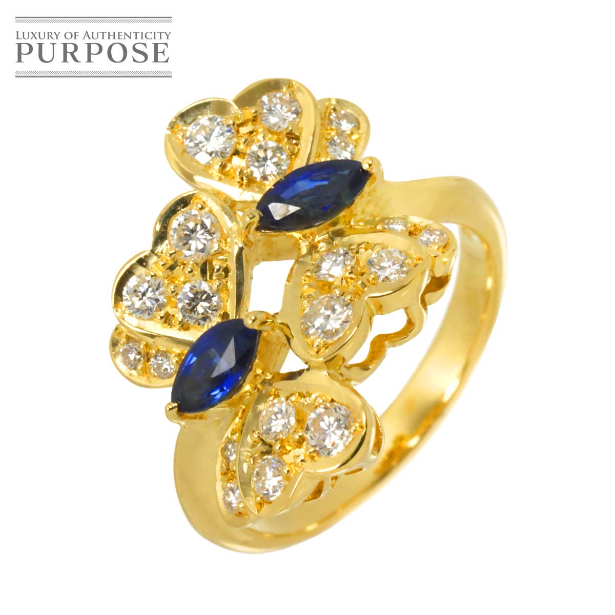 Rakuten - 【新品仕上げ】 リング 15号 サファイヤ 0.73ct ダイヤ 0.67ct K18 YG イエローゴールド 750 指輪 Sapphire Ring【中古】