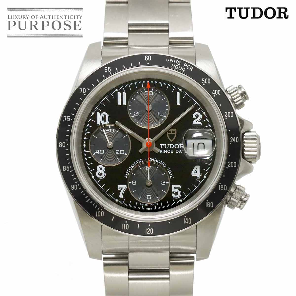 チューダー チュードル TUDOR クロノタイム 79260 メンズ 腕時計 デイト ブラック オー ...