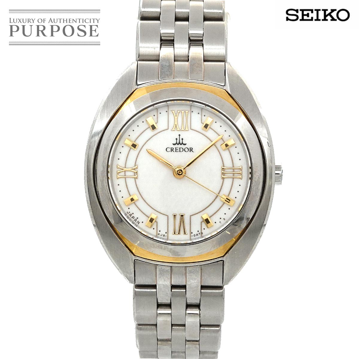 セイコー SEIKO クレドール コンビ 4J81 0AM0 レディース 腕時計 ホワイト K18YG イエローゴールド クォーツ ウォッチ CREDOR 【中古】
