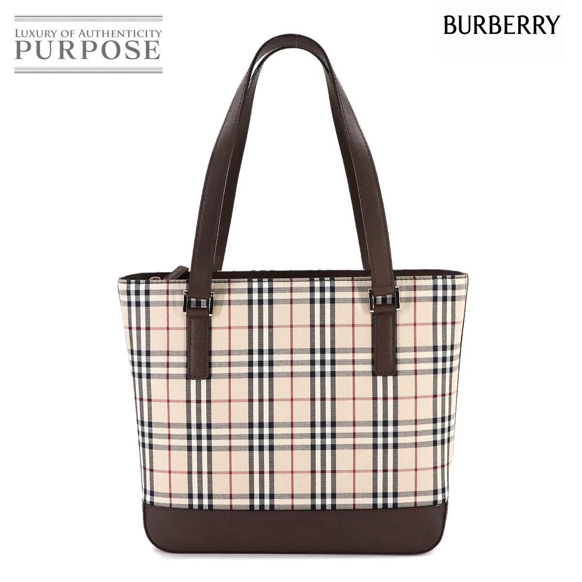 【未使用 展示品】 バーバリー BURBERRY ノバチェック ハンド バッグ キャンバス レザー ベージュ ブラウン Hand Bag 【中古】